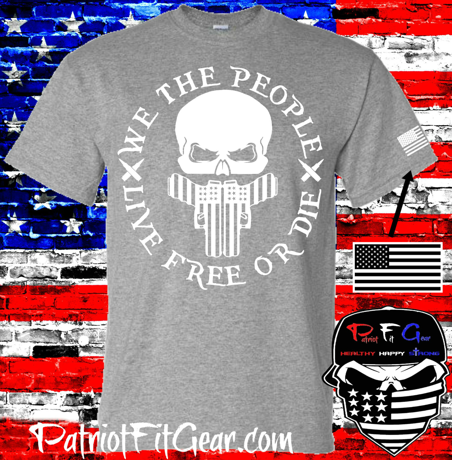 t-shirt, We Teh People, Live Free Or Die, Gun Rights, Skull,Patriotic,Custom tee gallery