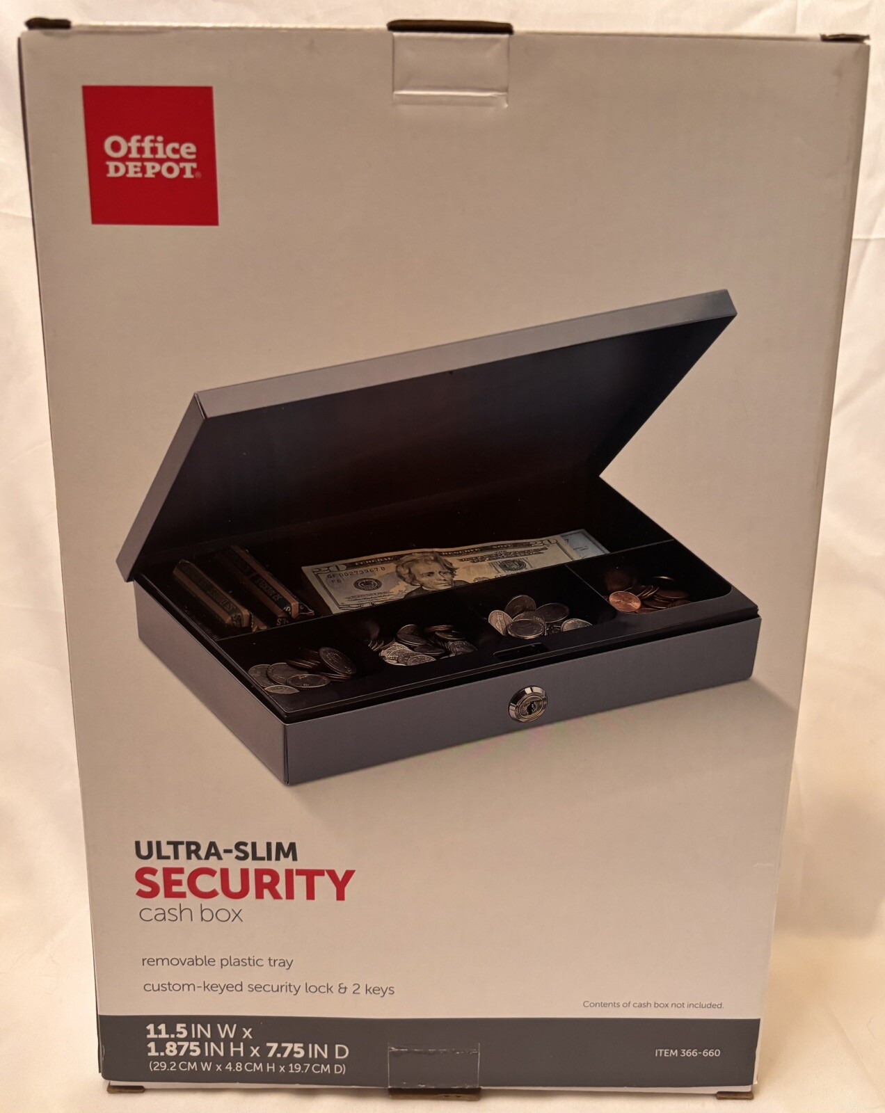 Office Depot Brand Ultra-Slim Cash Box With Security Lock (O5)