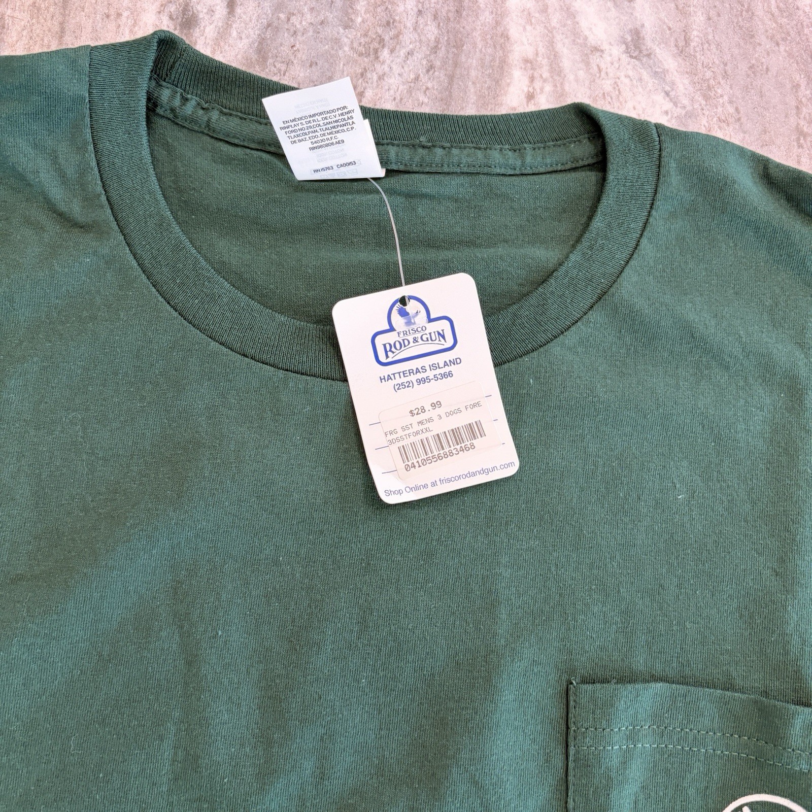 Frisco Rod & Gun Outfitters Pocket T Shirt 2XL Green Fishing Hunting NWT gallery