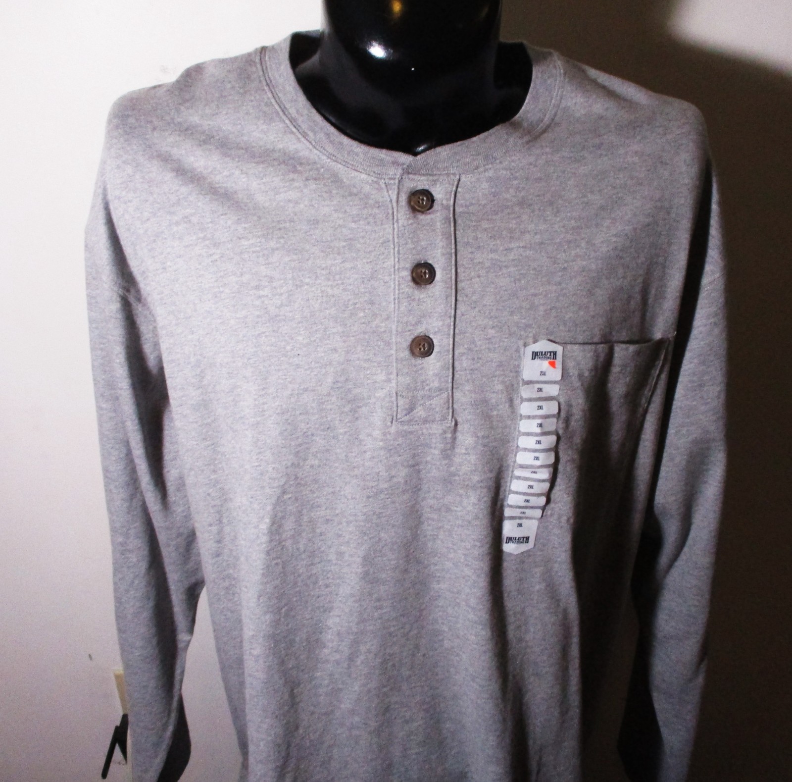 DULUTH Trading Gray Long Sleeve "Longtail T" Henley Shirt Men's Size 2XL NWT gallery