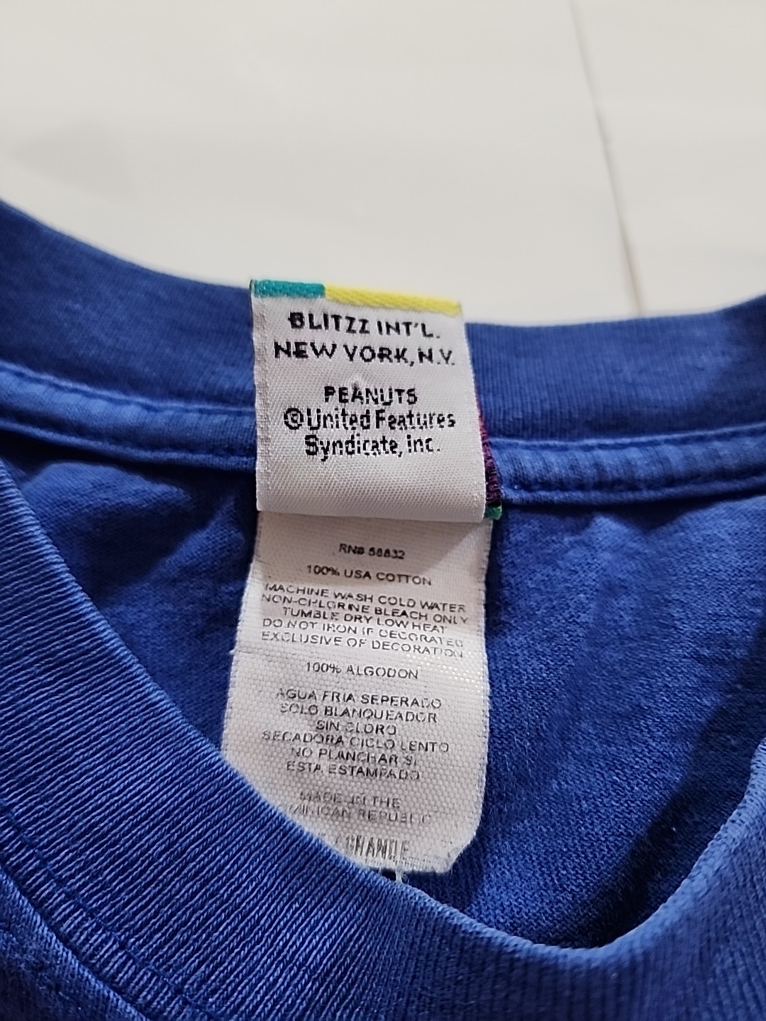 Blitzz Intl 90's Vintage T Shirt Tee Peanuts Snoopy Blue Sz Large Single Stitch gallery