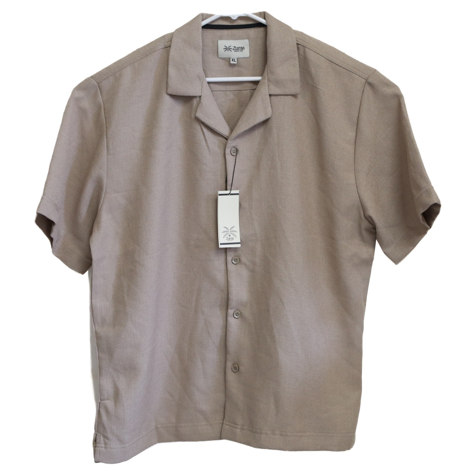 Zuma Beach Club Textured Fabric Men’s Shirt Size XL Tan Beige Linen Look NEW NWT gallery