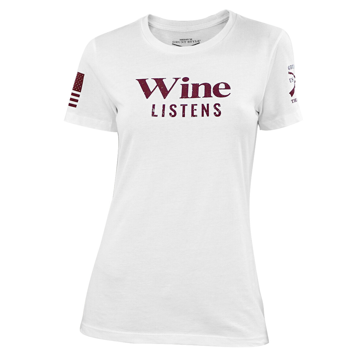 Grunt Style Women's Wine Listens T-Shirt - White gallery