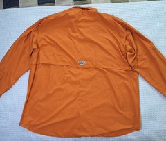 Columbia PFG Copper Orange Button Down Polyester Nylon Fishing Shirt Size XL