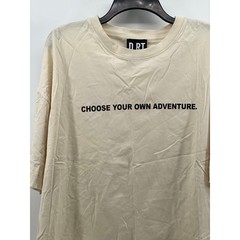 D.RT Men’s Beige-Red Choose Your Own Adventure Logo Crewneck T-Shirt SZ L