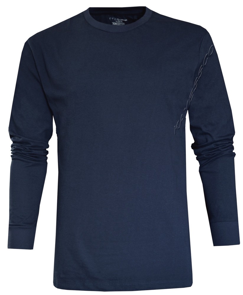 Long Sleeve T-shirt Plain Ribbed Cuffs Classic Crew Neck Casual Tee Tops M- 3XL