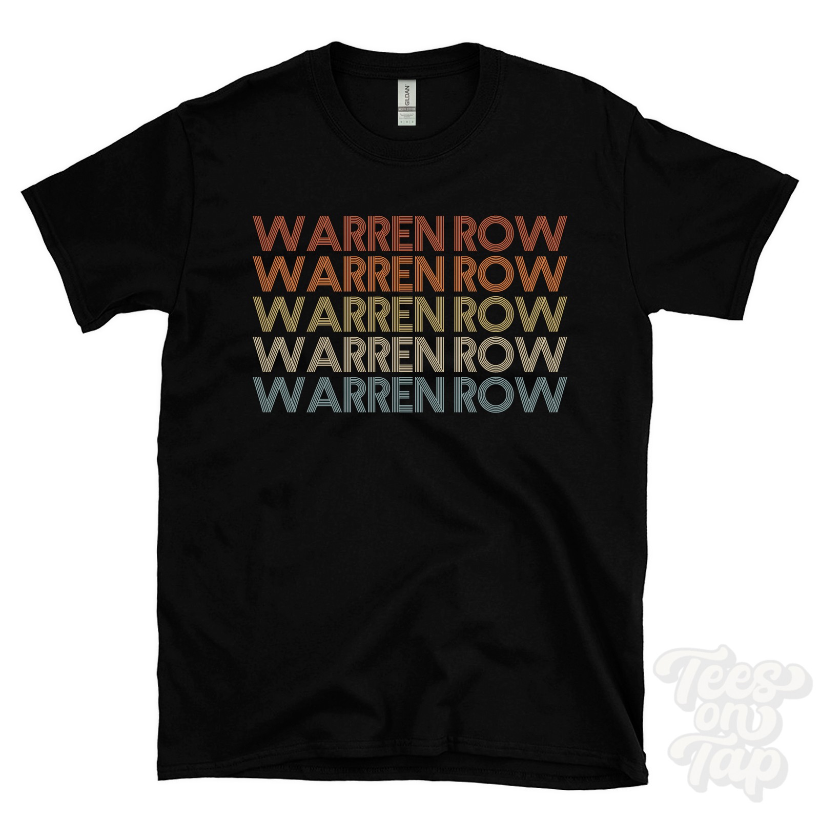 WARREN ROW REPEATED RETRO STYLE T-SHIRT mens & womens uk place name gift gallery