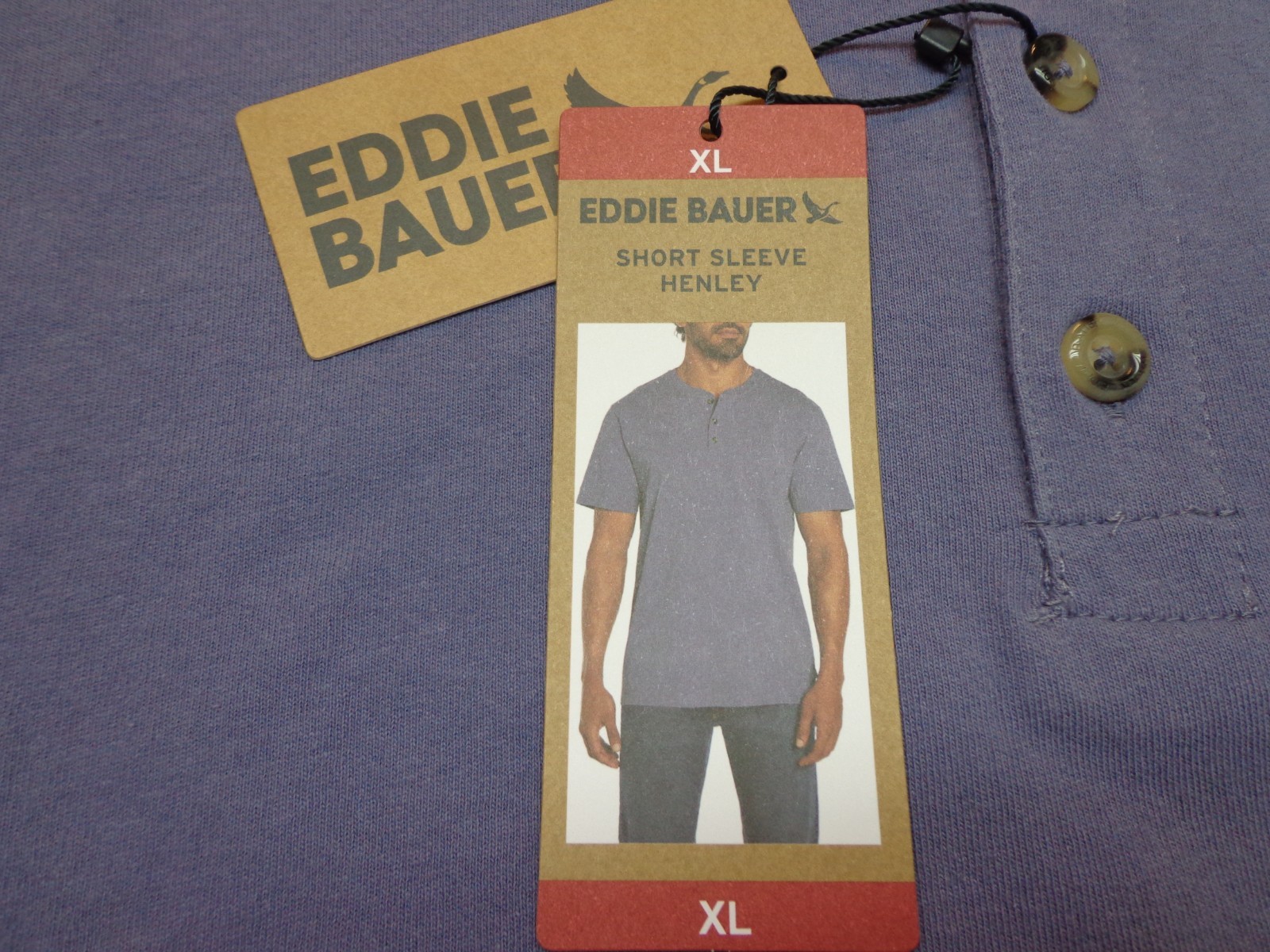 Eddie Bauer Men's Short Sleeve Soft Henley Purple Size XL NEW gallery