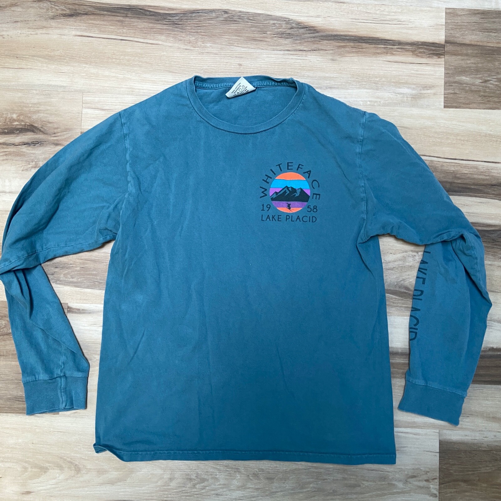 Whiteface Lake Placid Shirt Mens Small Blue 84 Long Sleeve Crewneck Tee Skiing gallery