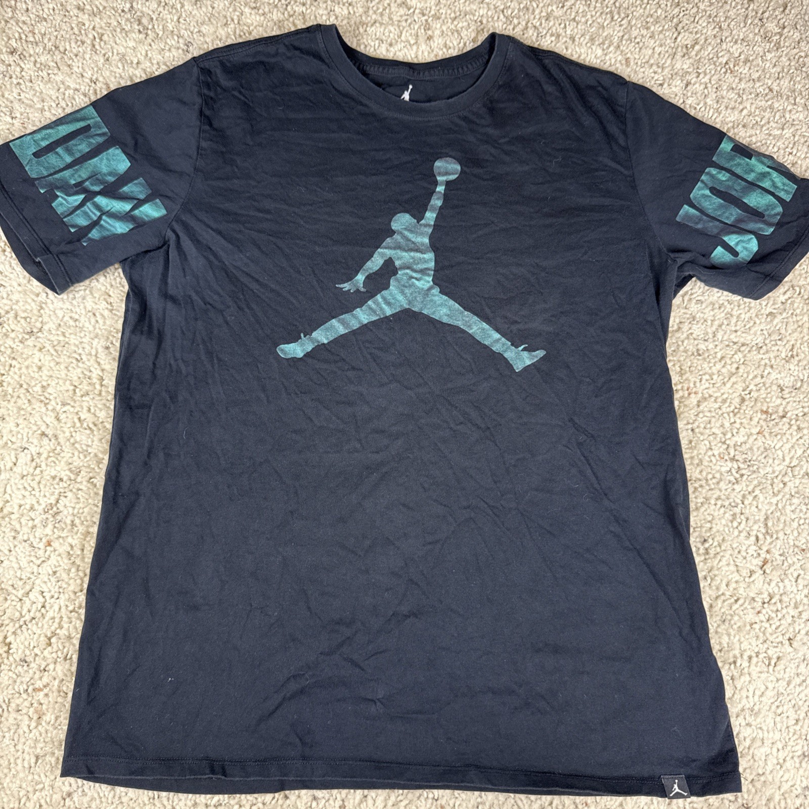 Nike Air Jordan Jumpman Logo Tee Mens T-Shirt Black Green Size L Sportswear Top gallery