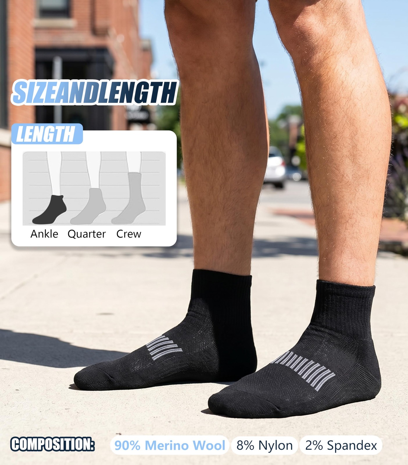 3 Pairs Merino Wool Socks for Men Business Casual Wool Ankle Thin Hiking Runn... gallery