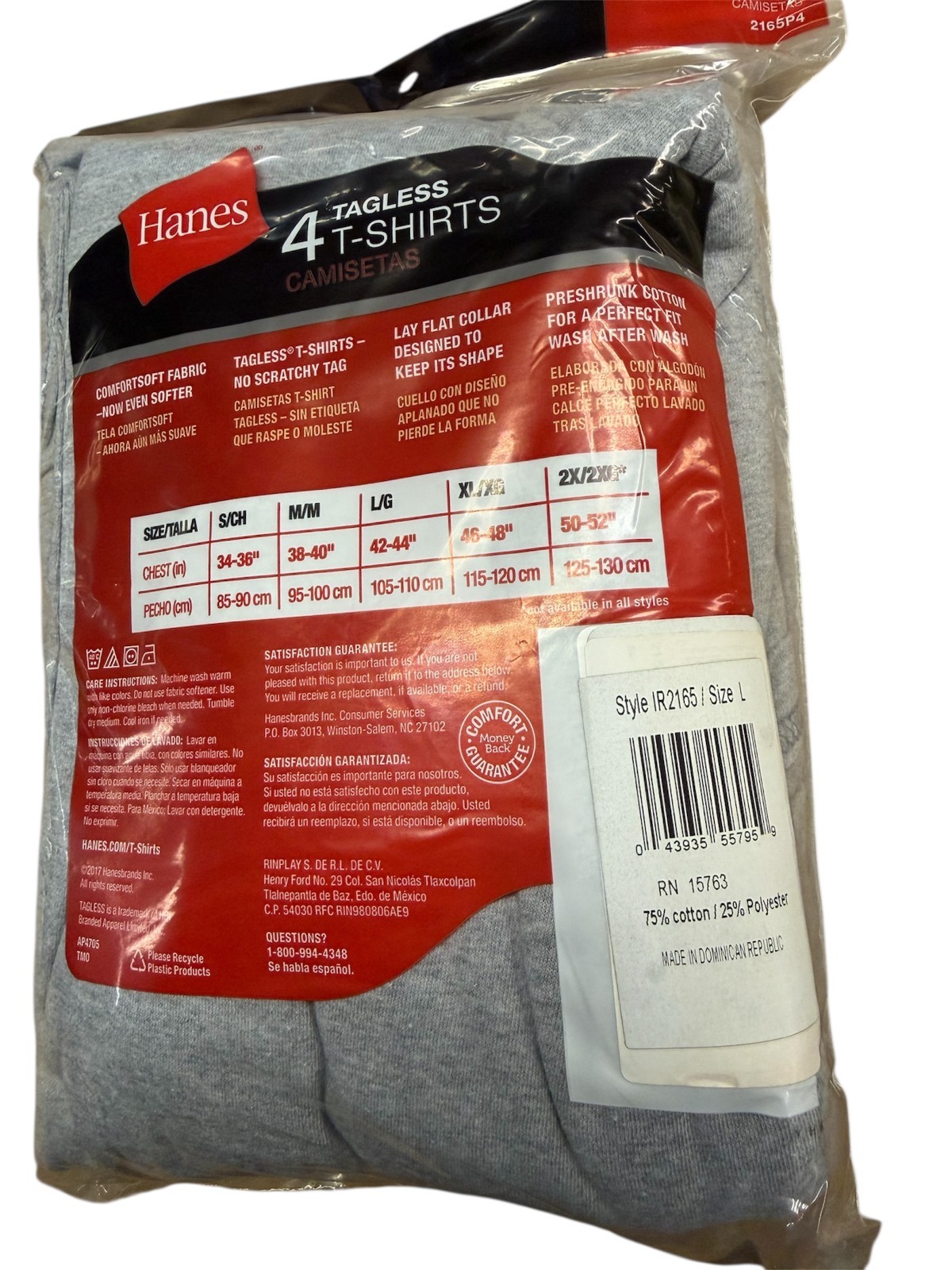 Hanes Men's T-Shirt Tagless ComfortSoft Crewneck 4-Pack 2165 gallery