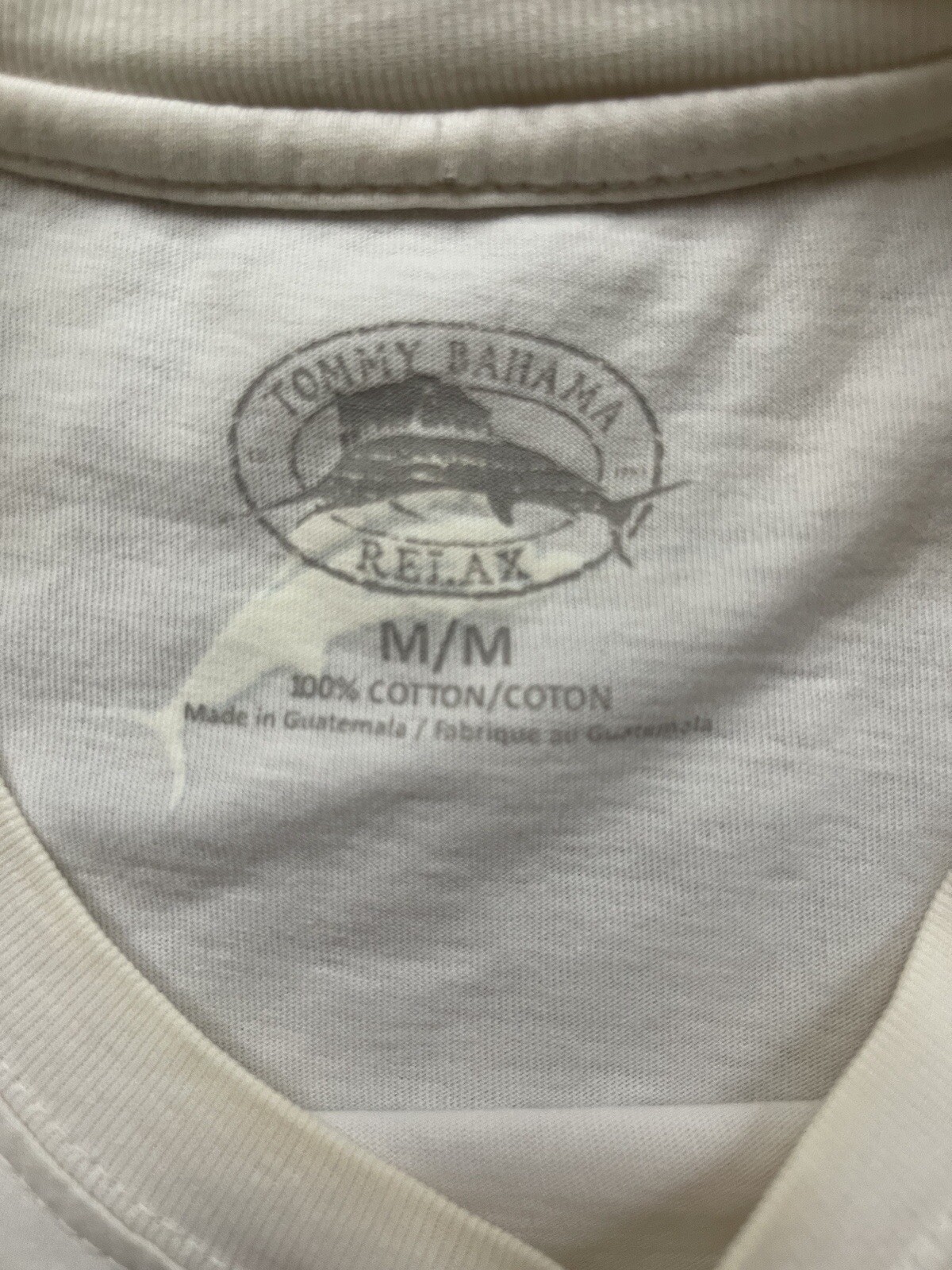 Tommy Bahama Men's Short Sleeve T-Shirt Medium Cream Beach Fishing Sports Tee US gallery