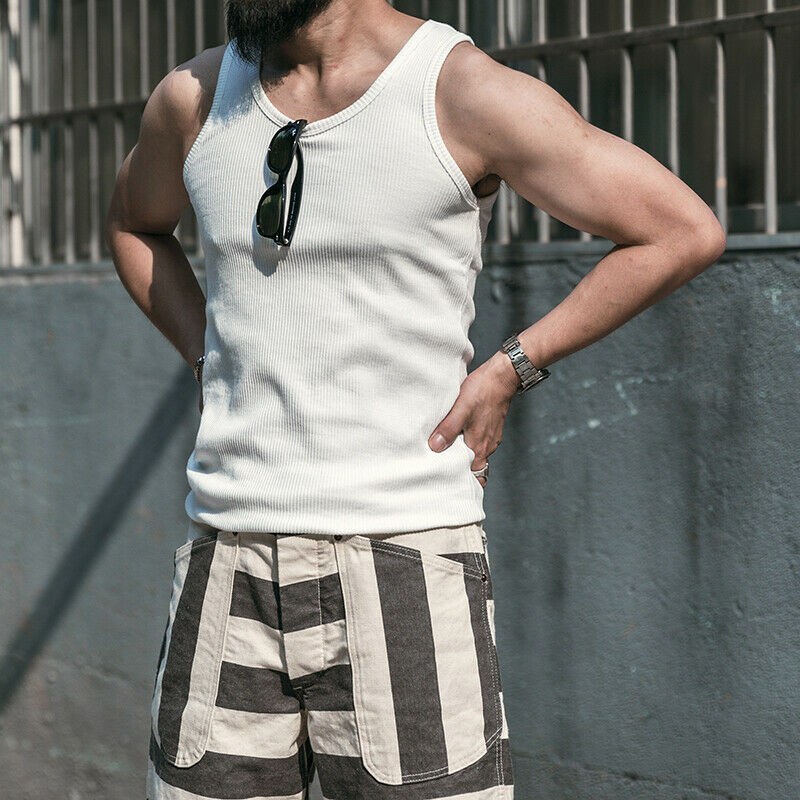 NON STOCK Men Cotton Basic Tank Top Slim Casual Ribbed Sleeveless T-Shirt Beach gallery