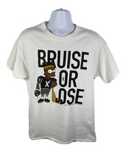 10 Deep Black Bart Simpson Hockey White Shirt Skate Streetwear Hip Hop Men Large