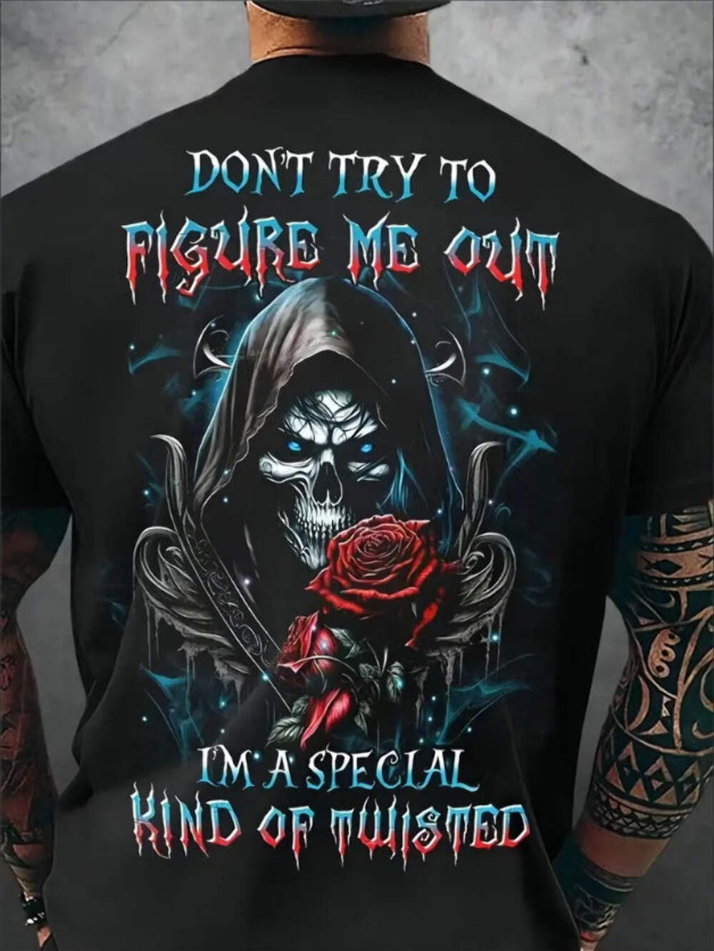 Mens Rose Graphic Print Short Sleeve Crew Neck T-Shirt - Soft Slight Stretch Pol gallery