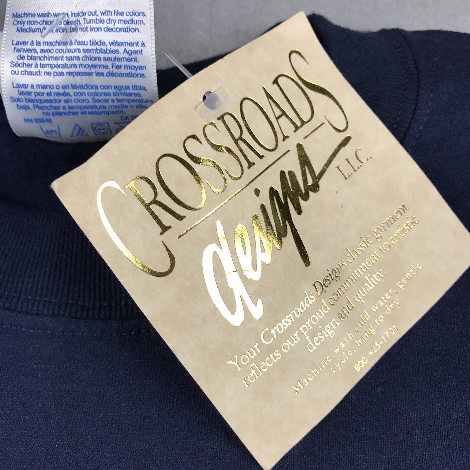 Maine Quilts Shirt Mens 3XL Blue Crew Neck Short Sleeves Crossroad Designs NWT gallery