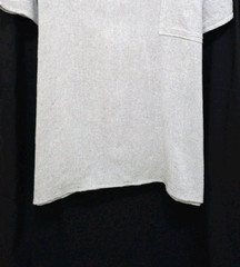 Mens XL THIN Burlap EMBROIDERED Tunic Beach Shirt Top Light Gray White Tie Neck