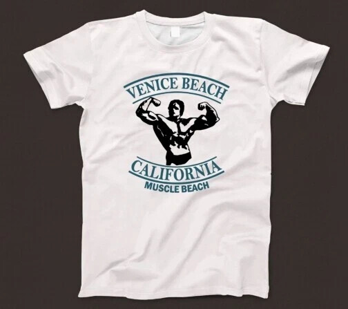 Venice Beach California T Shirt 735 Muscle Arnold Gym Weightlifting Fitness New gallery