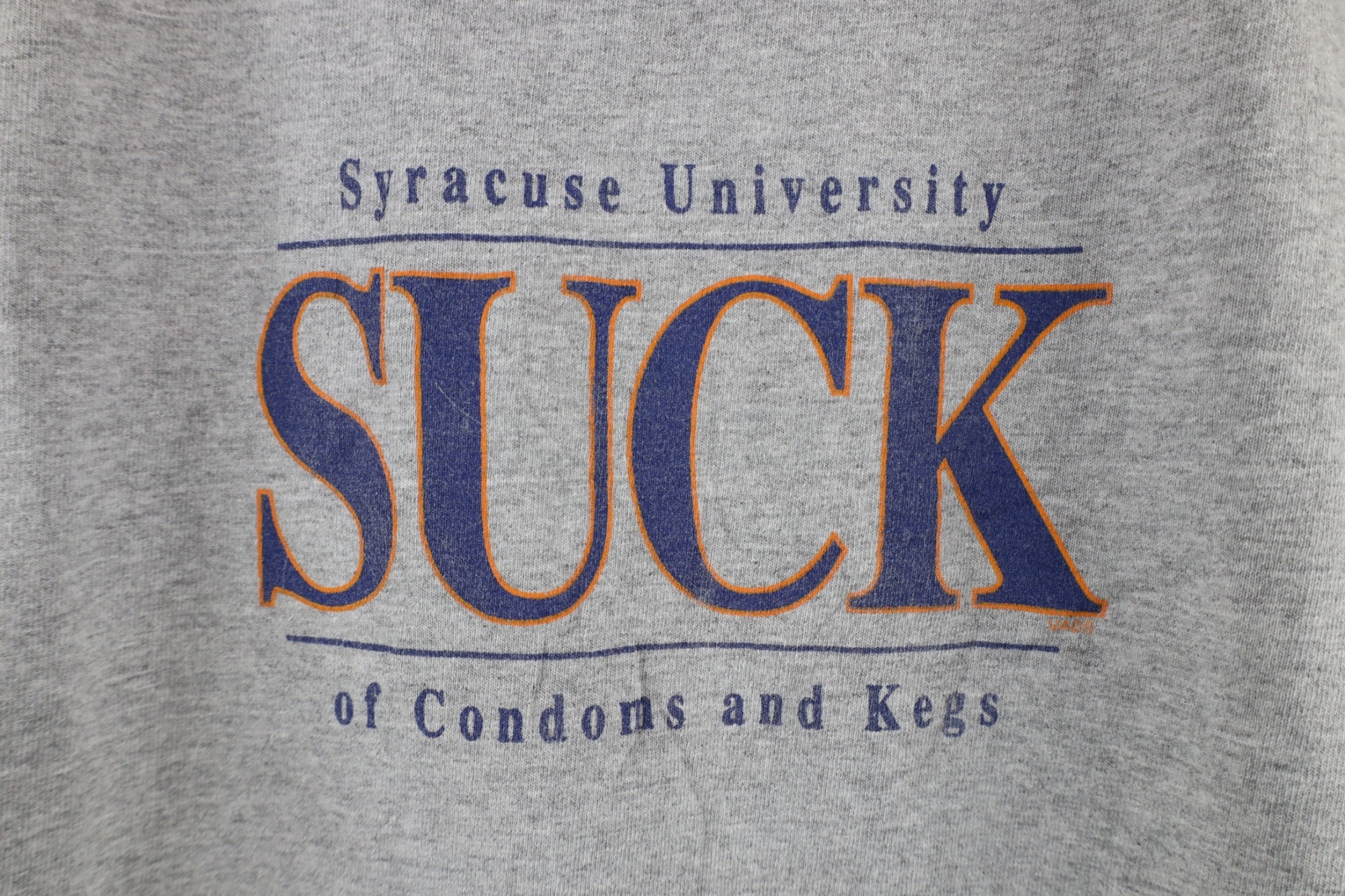 Vintage 90s Mens Large SUCK Syracuse University of Condoms & Kegs T-Shirt USA gallery