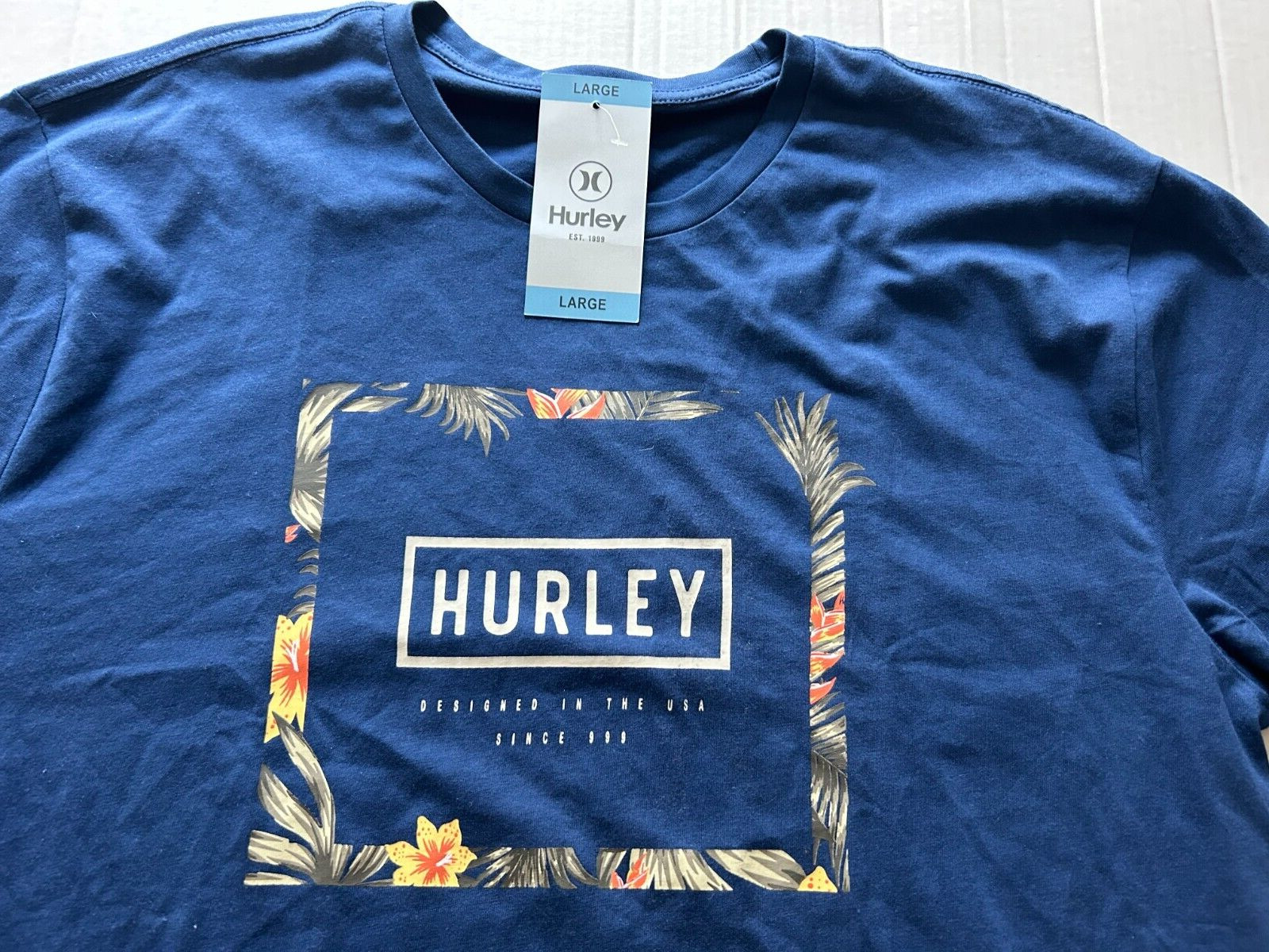 HURLEY SIZE LARGE DARK BLUE SHORT SLEEVE T-SHIRT...SEE DESCRIPTION gallery