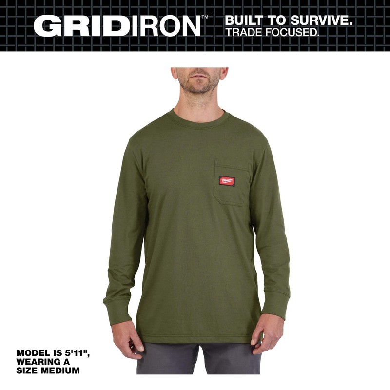 Milwaukee 606 Men's GRIDIRON Cotton/Polyester Long-Sleeve Pocket T-Shirt gallery