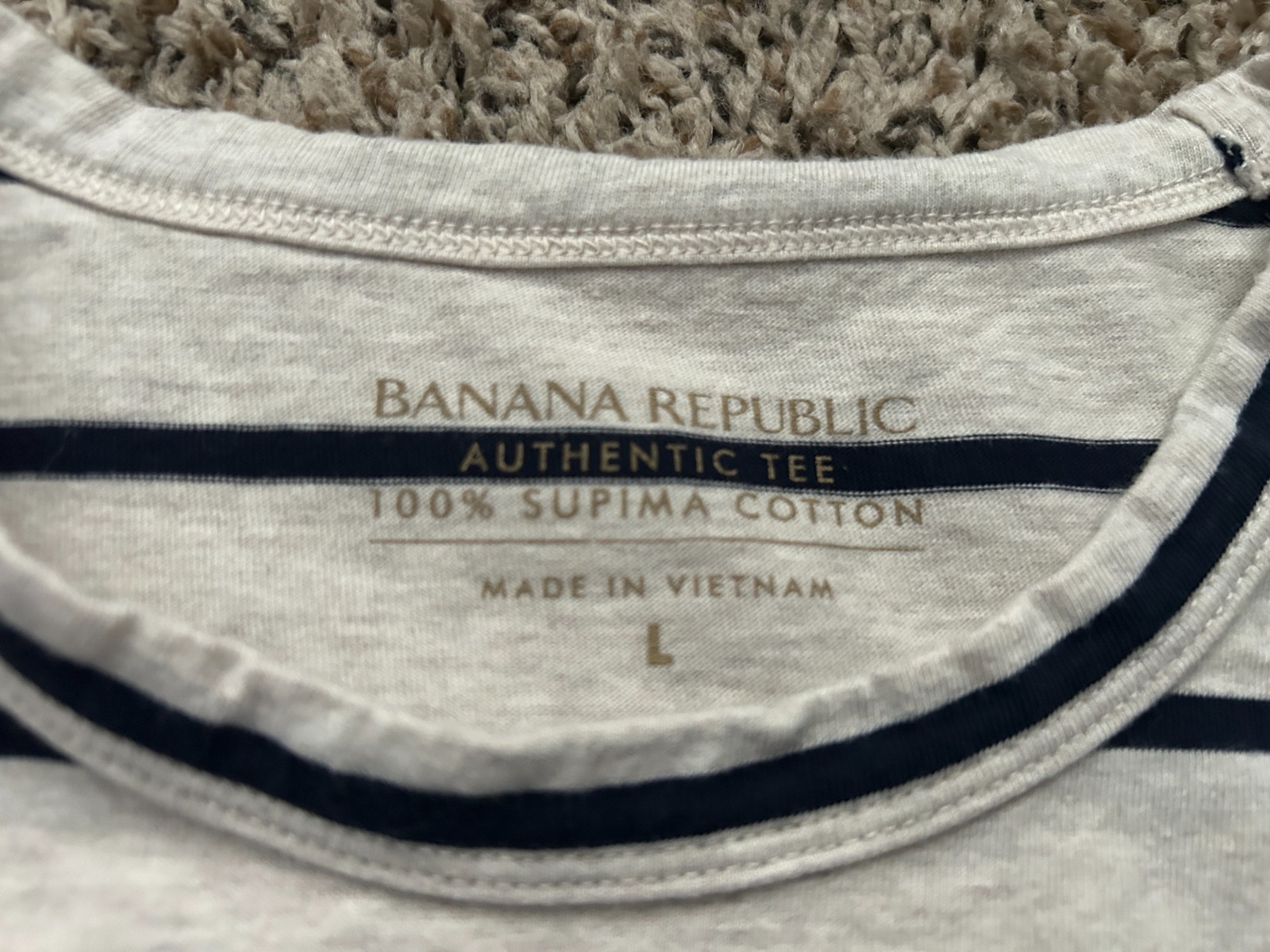 Banana Republic Authentic Tee T Shirt Mens Large Striped 100% Supima Cotton gallery