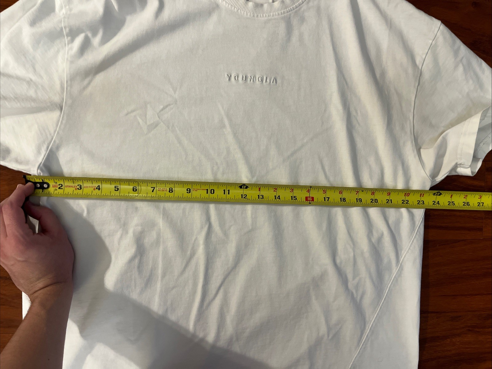 YoungLA Mens Large T Shirt White Short Sleeve Spell Out Tee Crew Neck gallery