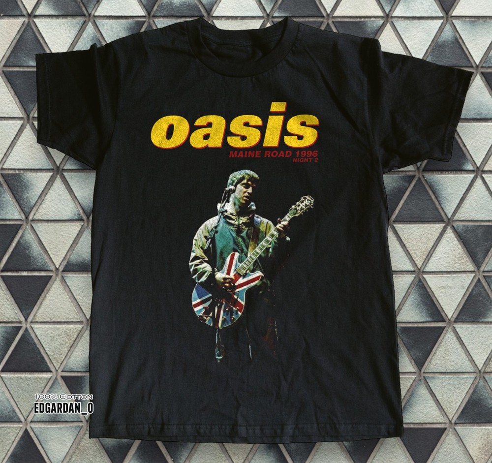 Oasis Noel – Gallagher Maine Road 1996 Concert Night 2 Black T-shirt Size S-5XL