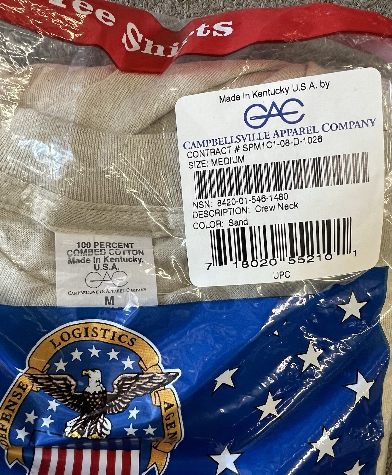 US Army Military Sand T-Shirts 100% Combed Cotton DSCP Desert Medium 3 Pack NEW gallery