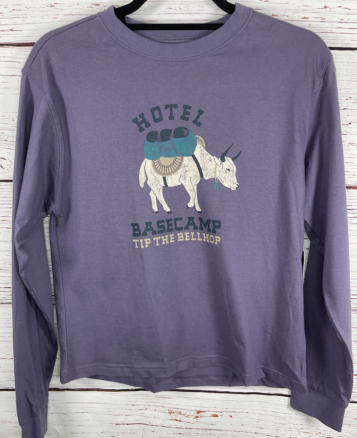 NWT Mountain Hardware T-shirt Base Camp Size Medium Long Sleeve Purple Hiking C1 gallery