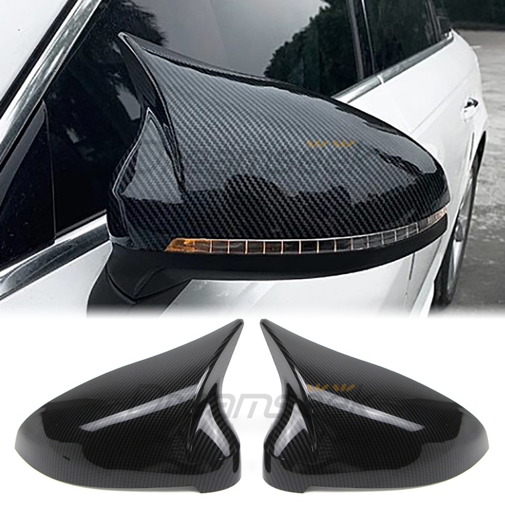 Rearview Side Mirror Carbon Fiber Style Cover For Audi A4 B9 Sline 16+ With Turn