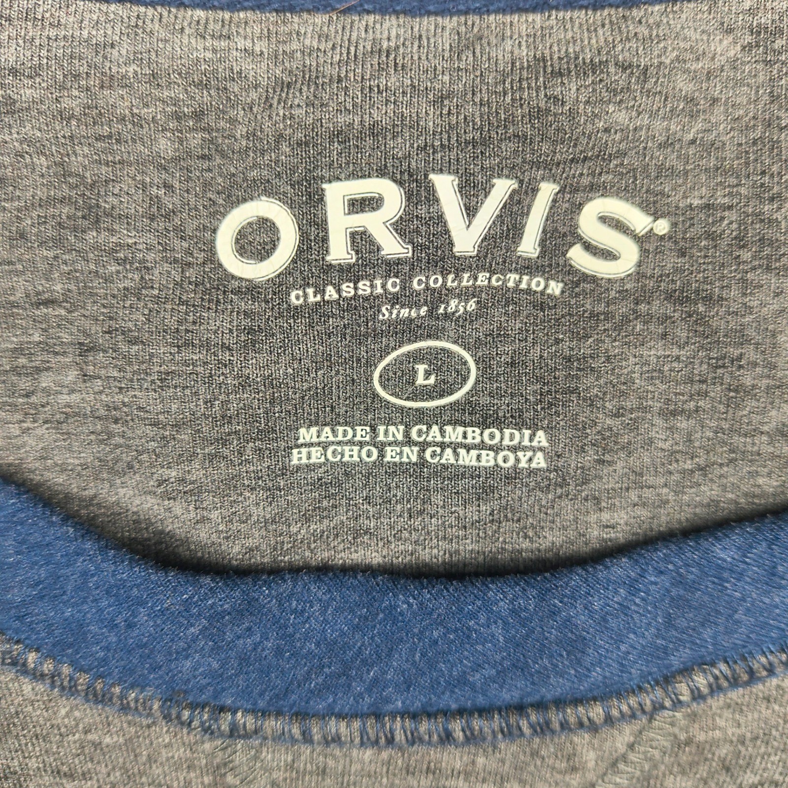 Orvis Mens Large Gray Blue Raglan Long Sleeve Crew Neck T-Shirt 1225440 Stretch gallery