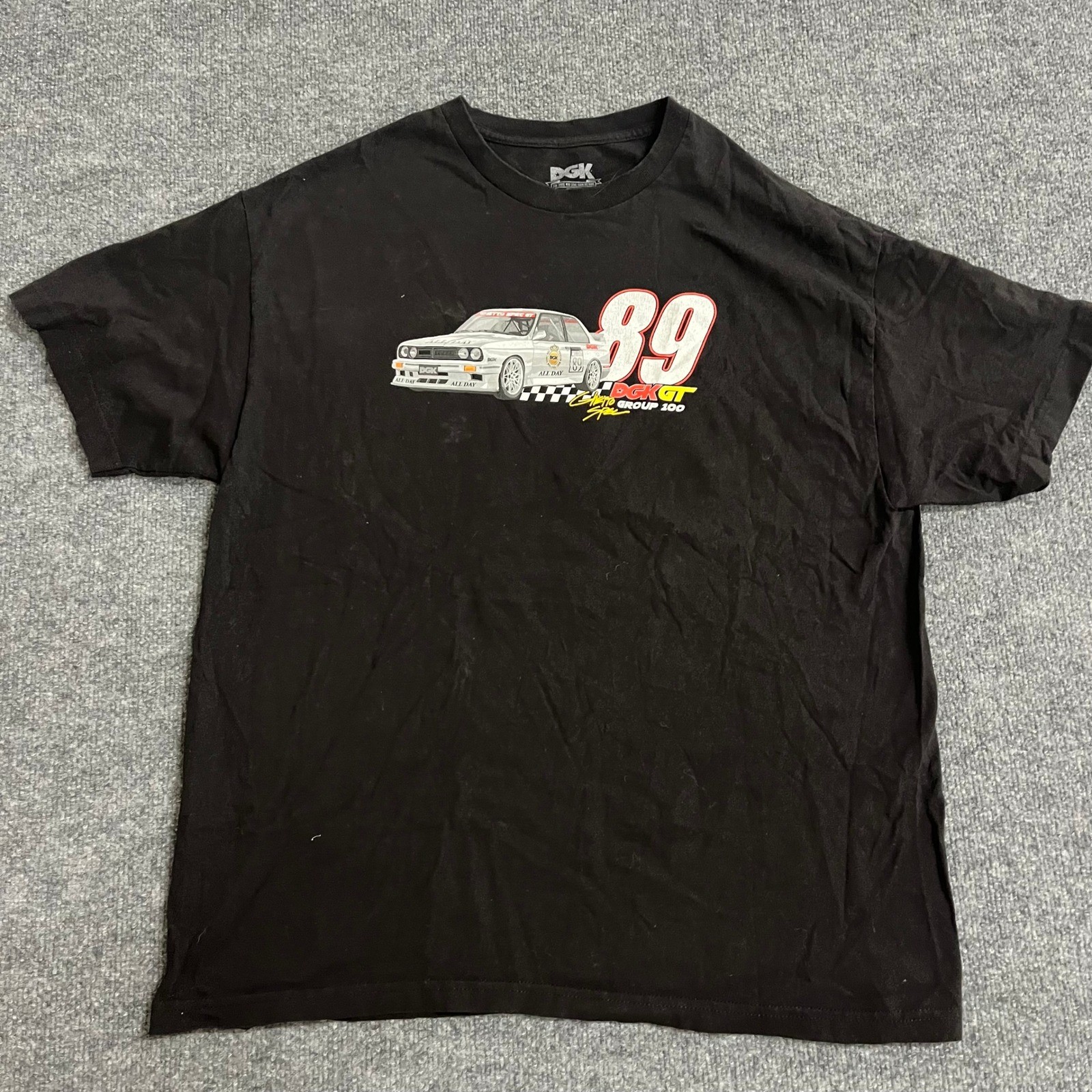 DGK T-Shirt Mens Size XL Black Ghetto Spec 89 Race Car Graphic Crew Neck Skate