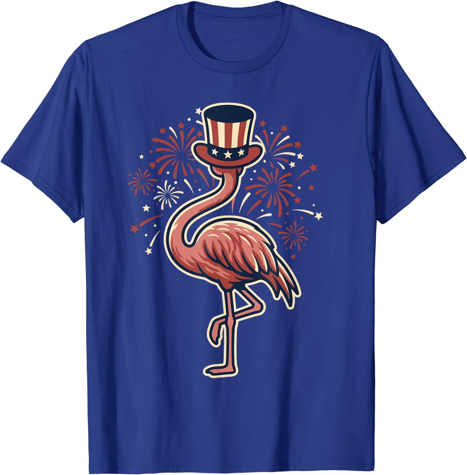4th of July Flamingo Patriotic Top Hat Funny Fireworks USA T-Shirt gallery