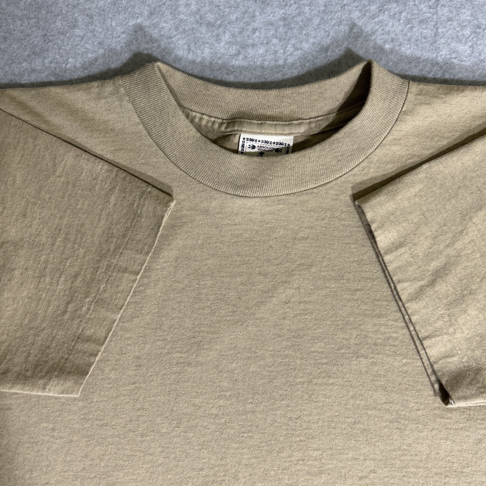 Vtg. 80s/90s Alore Single Stitch Blank Tan T-Shirt Small Made in USA Slub Cotton gallery