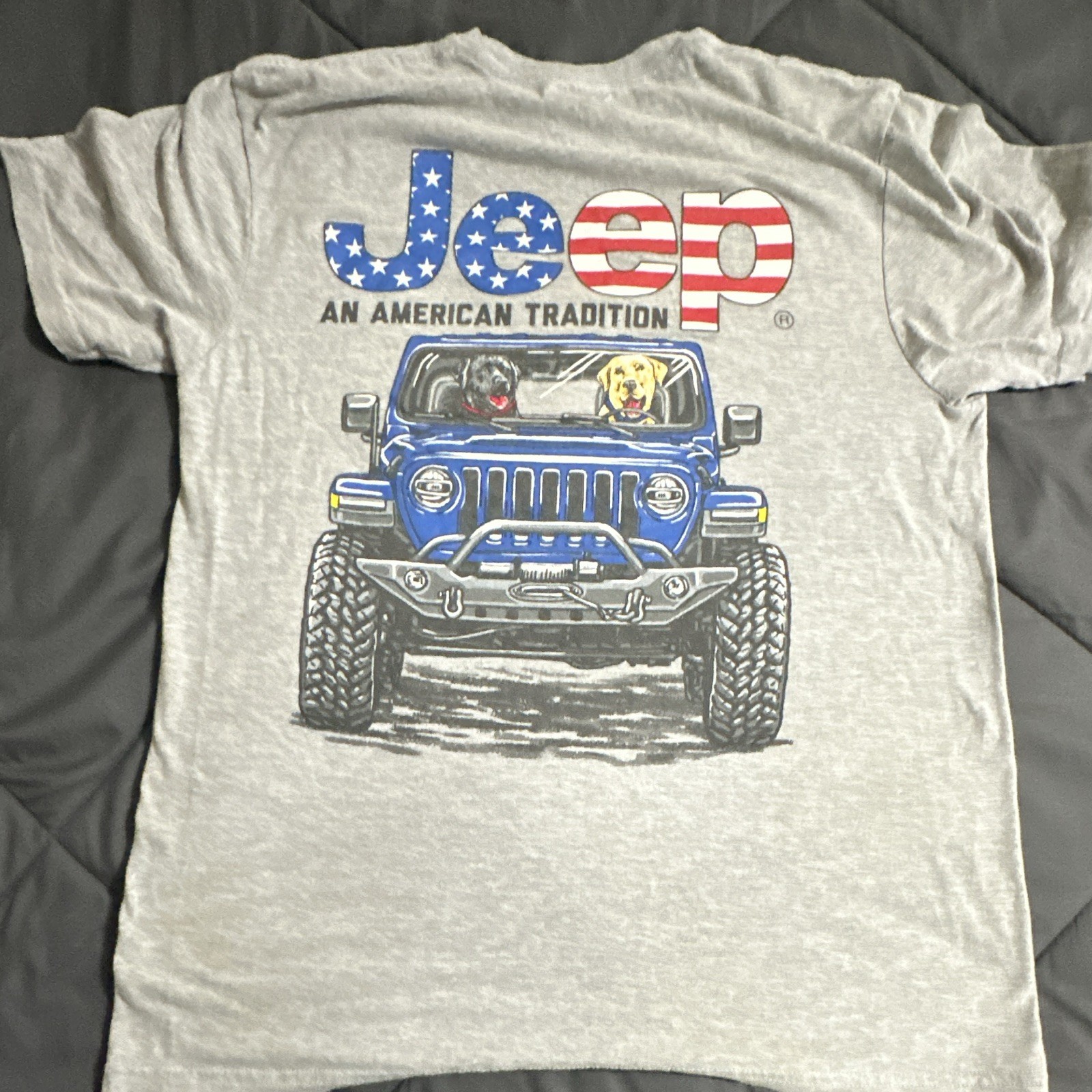 Jeep Men's Gray "An American Tradition" Graphic Logo T-Shirt Crew Neck Medium gallery