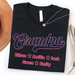 Personalized Baseball Grandpa Shirt Grandkids Name Game Day Gift Sport Dad Tee