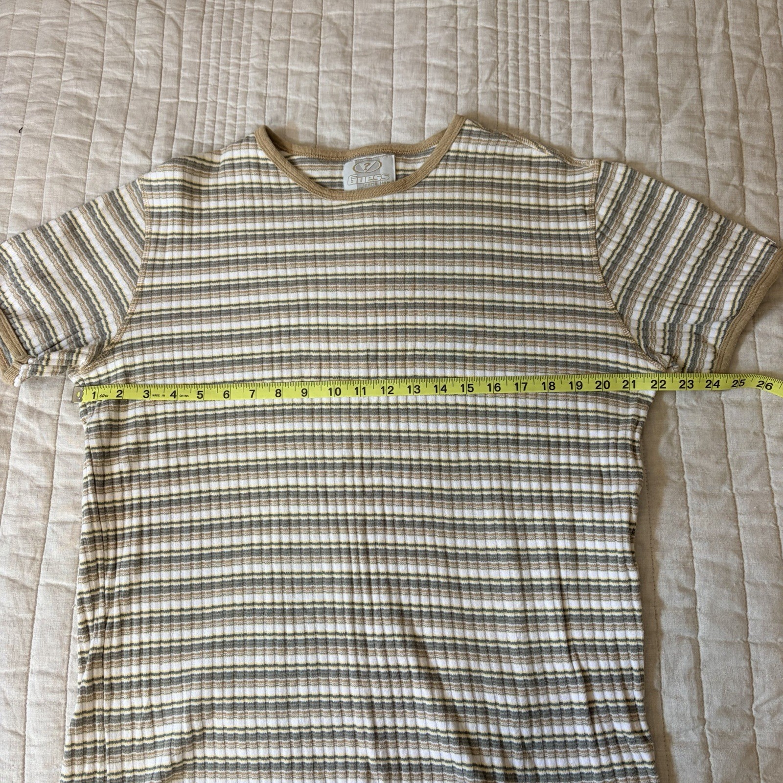 Vintage Guess Originals Mens Horizontal Striped T-Shirt Sz XXL Ribbed Y2K EUC gallery