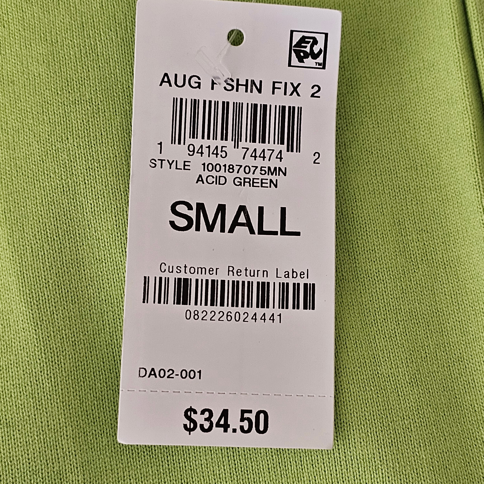 Mode of One Mens Relaxed-Fit Textured T-Shirt Chest Pocket Acid Green Size S NWT gallery