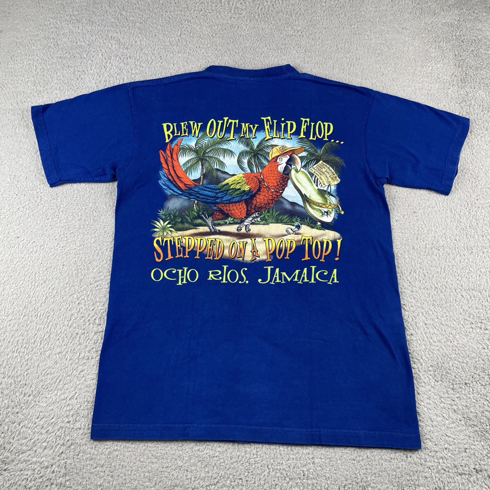 Vtg Jimmy Buffetts Margaritaville Ocho Rios Jamaica Blue XL Shirt Parrot Funny gallery