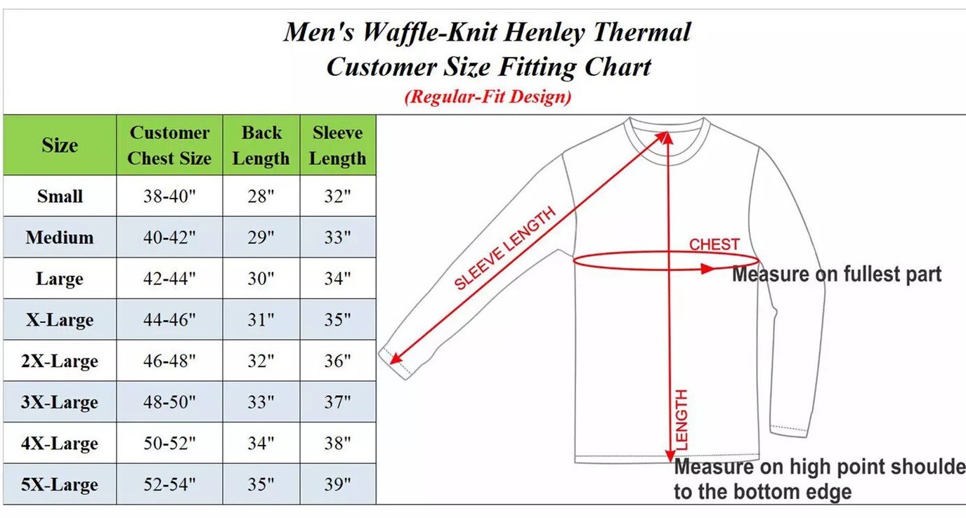 Men's 3-Button Thermal Waffle-Knit Henley Shirts ( Sizes, S-5XL ) NEW Free Shipp gallery