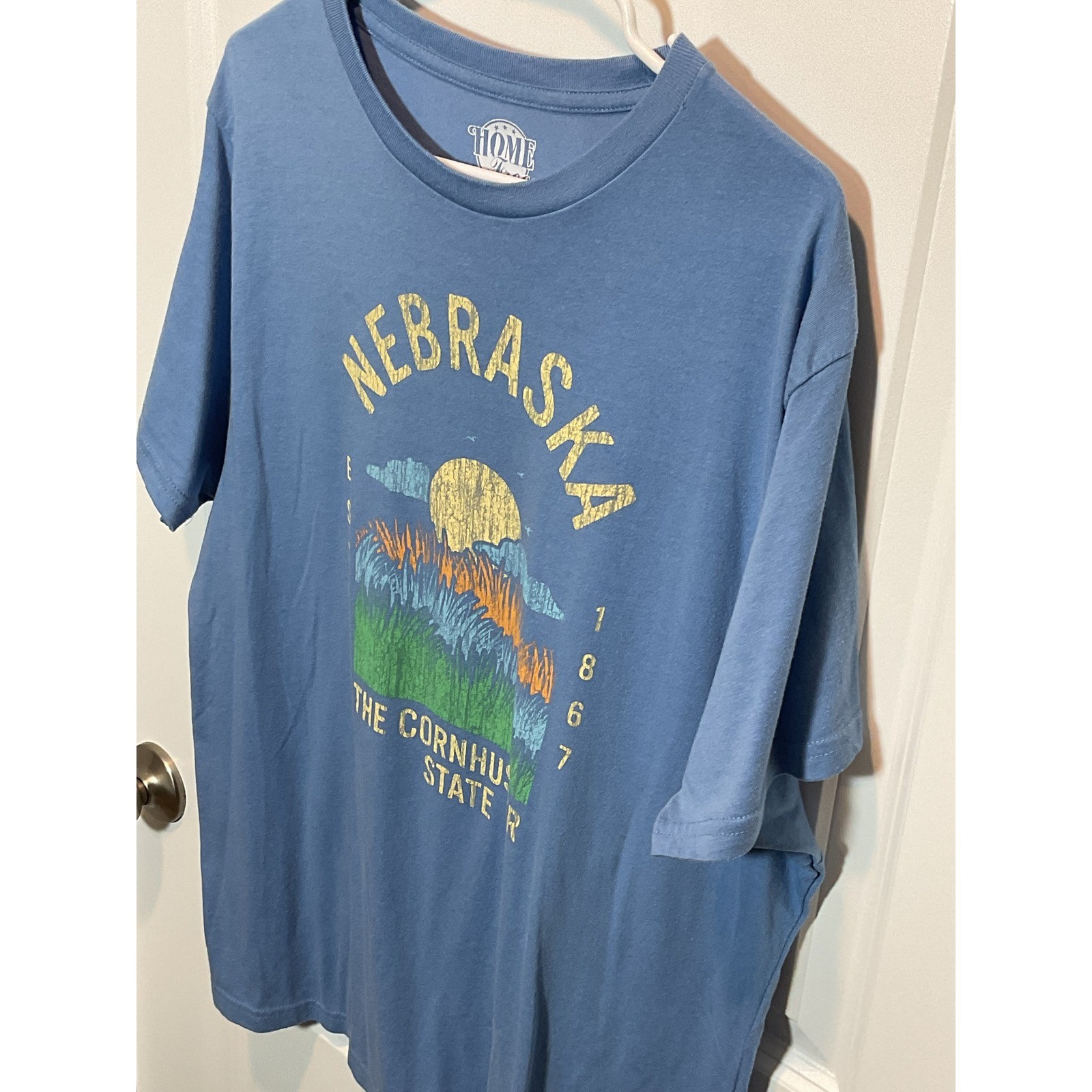 HOME FREE Mens Nebraska The Cornhusker State Graphic T Shirt XL Blue gallery