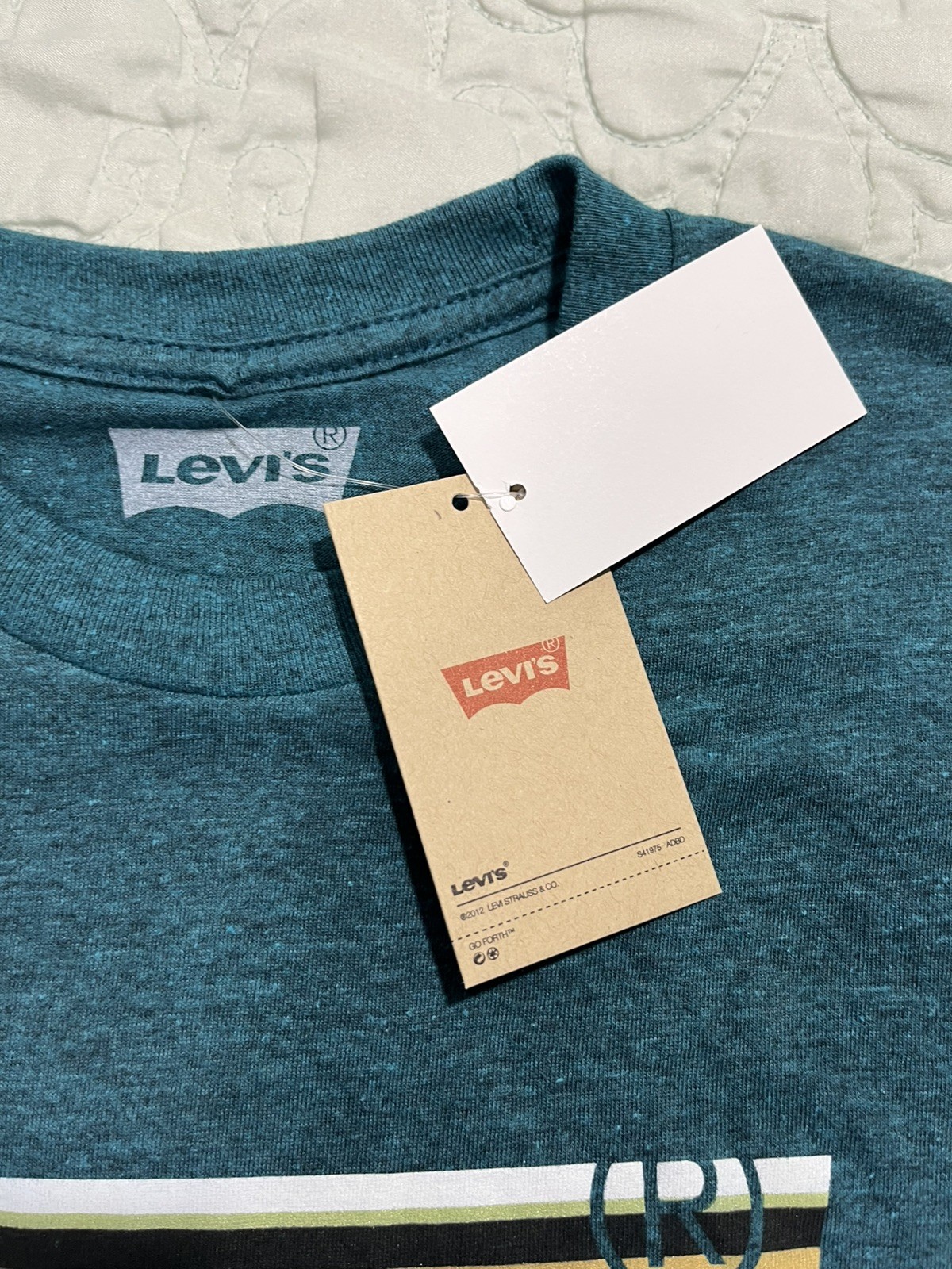 Levi's Short Sleeve Logo T Shirt - XL- Dark Teal Blue Green 50 cotton 50 poly gallery