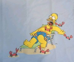 The Simpsons Large Men’s Blue Doh! Beach Homer And Family Decaled T-Shirt NWT