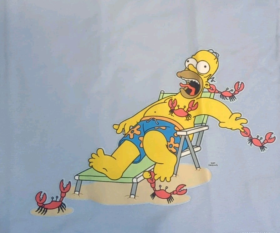 The Simpsons Large Men's Blue Doh! Beach Homer And Family Decaled T-Shirt NWT gallery