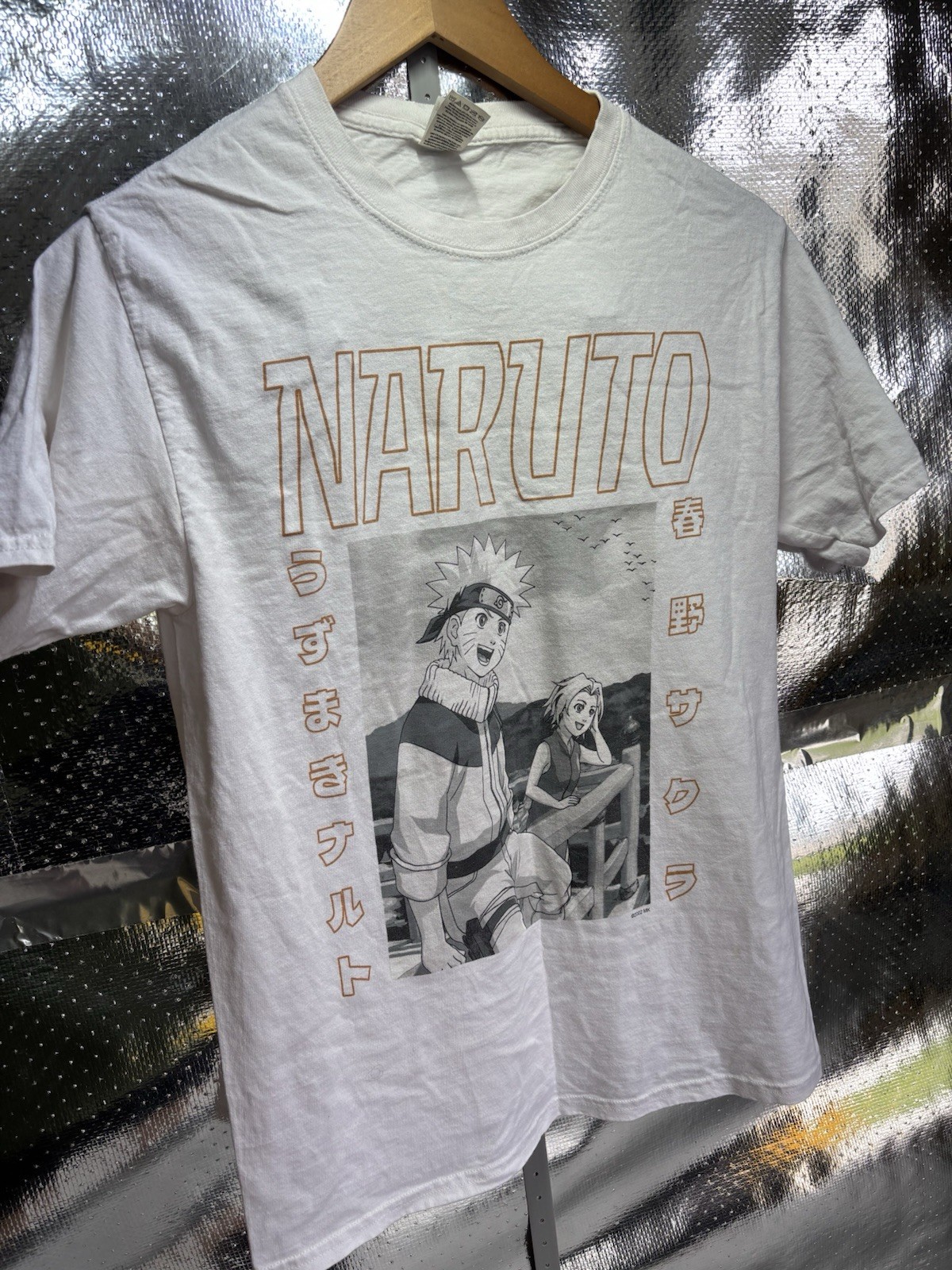 Fruit of the Loom HD Cotton Naruto Uzumaki Graphic Tee White Crew Neck S