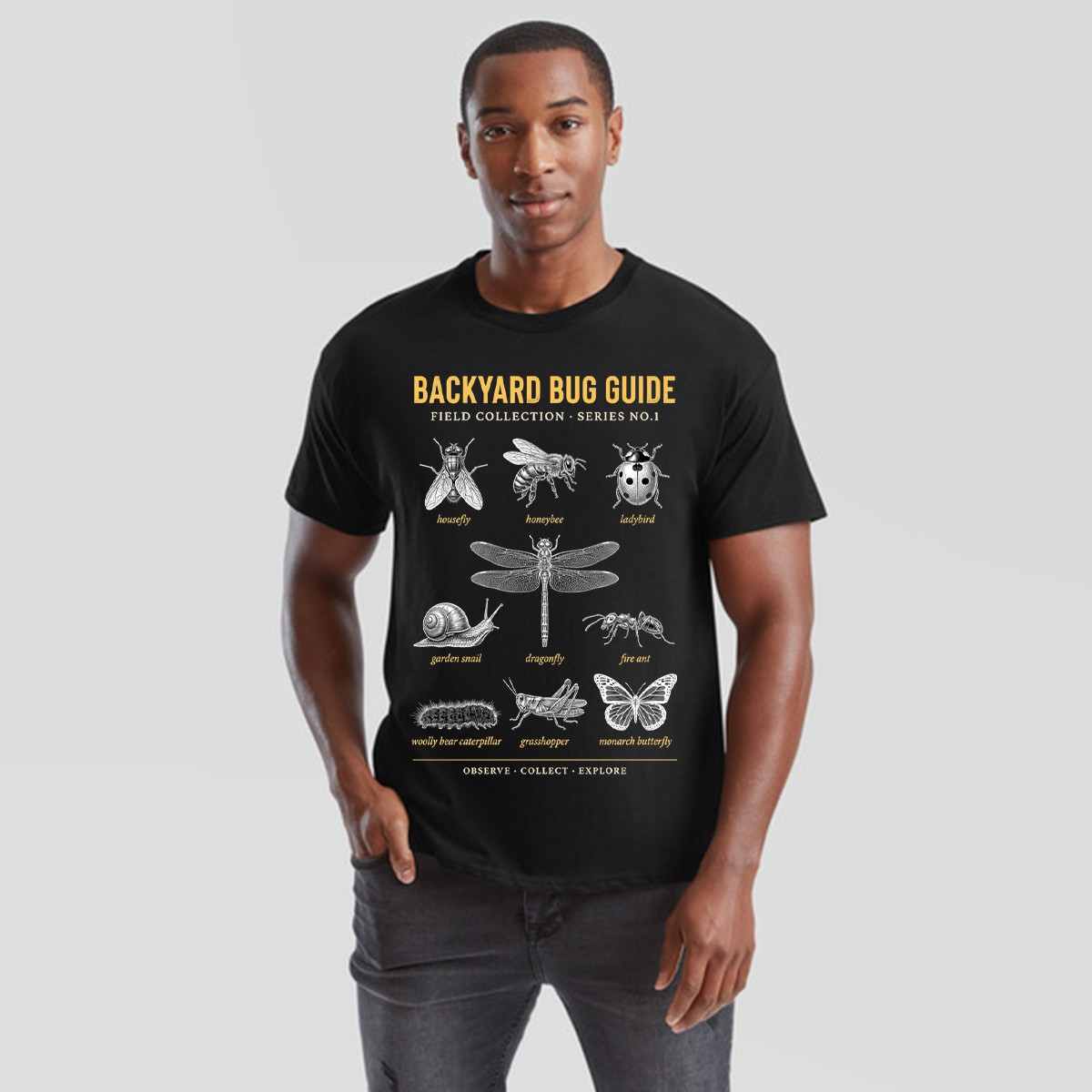 Mens Insects Hand Sketch T Shirt Nature Art Design Graphic Tee gallery