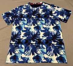 Bugatchi Blue Floral Short Sleeve T Shirt Men’s L