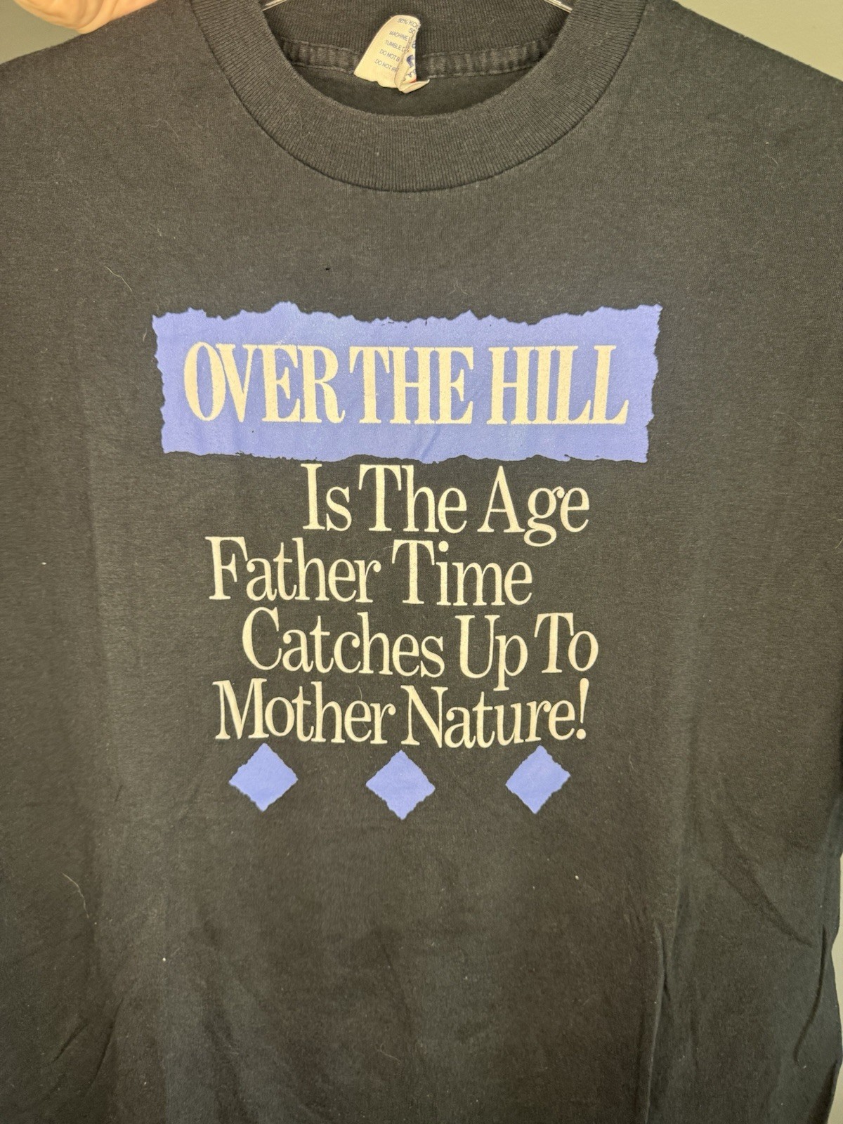 Vintage 80s Over The Hill Age T-Shirt 80s Black Teejays Made In USA XL gallery